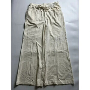 TWP Clothing Sweatpants Womens XL Wide Leg Ivory Loungewear Cotton Hemp Pockets